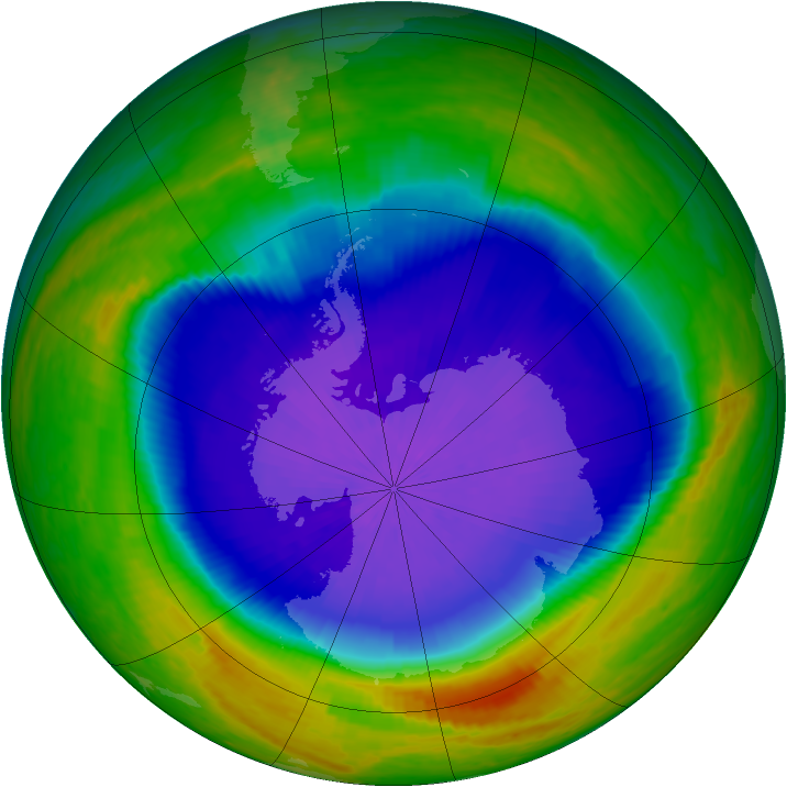 Antarctic ozone map for 07 October 2001